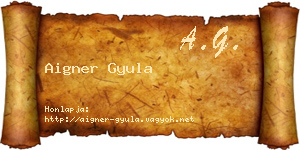 Aigner Gyula névjegykártya